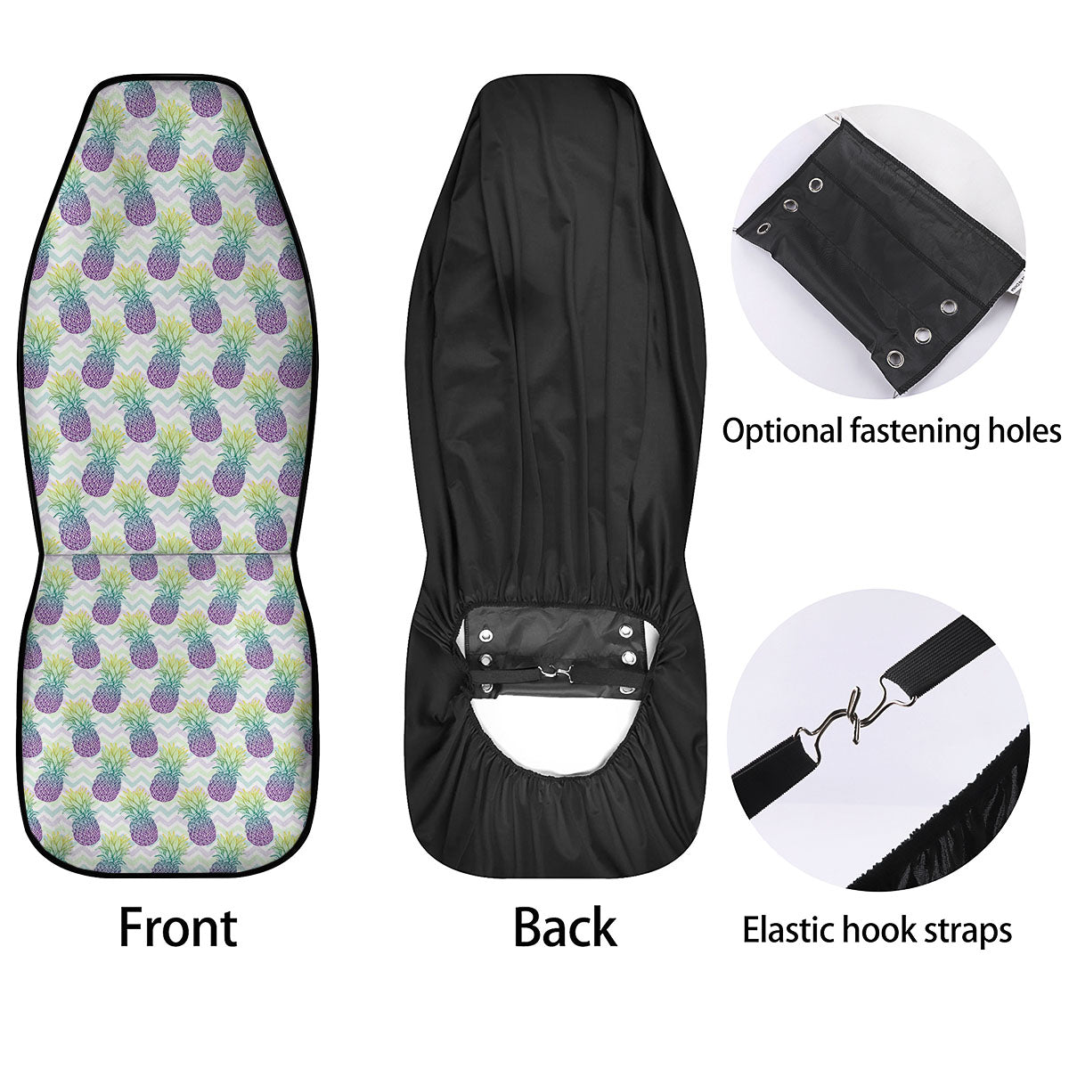 Zig Zag Pineapple Bright Print Pattern Car Seat Covers-grizzshop