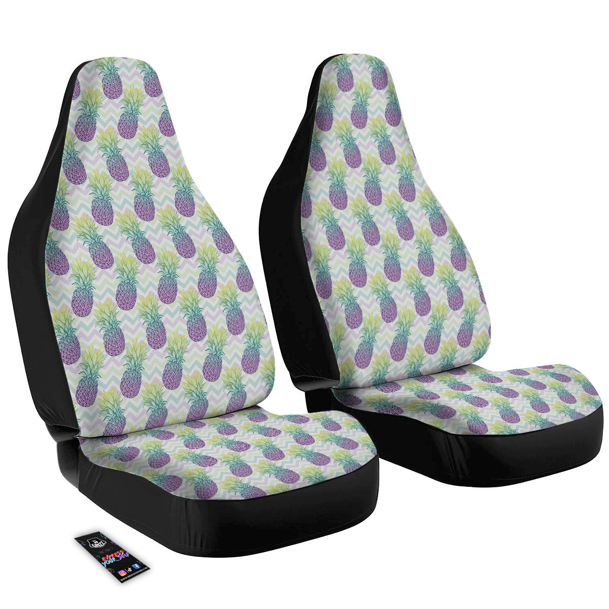 Zig Zag Pineapple Bright Print Pattern Car Seat Covers-grizzshop