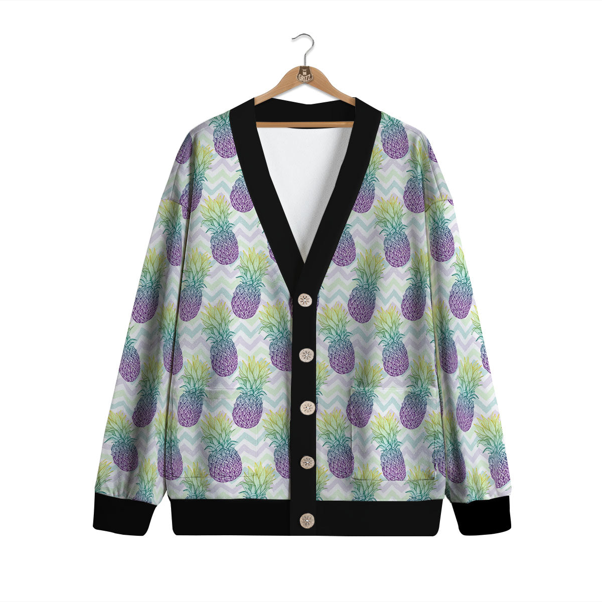 Zig Zag Pineapple Bright Print Pattern Cardigan-grizzshop