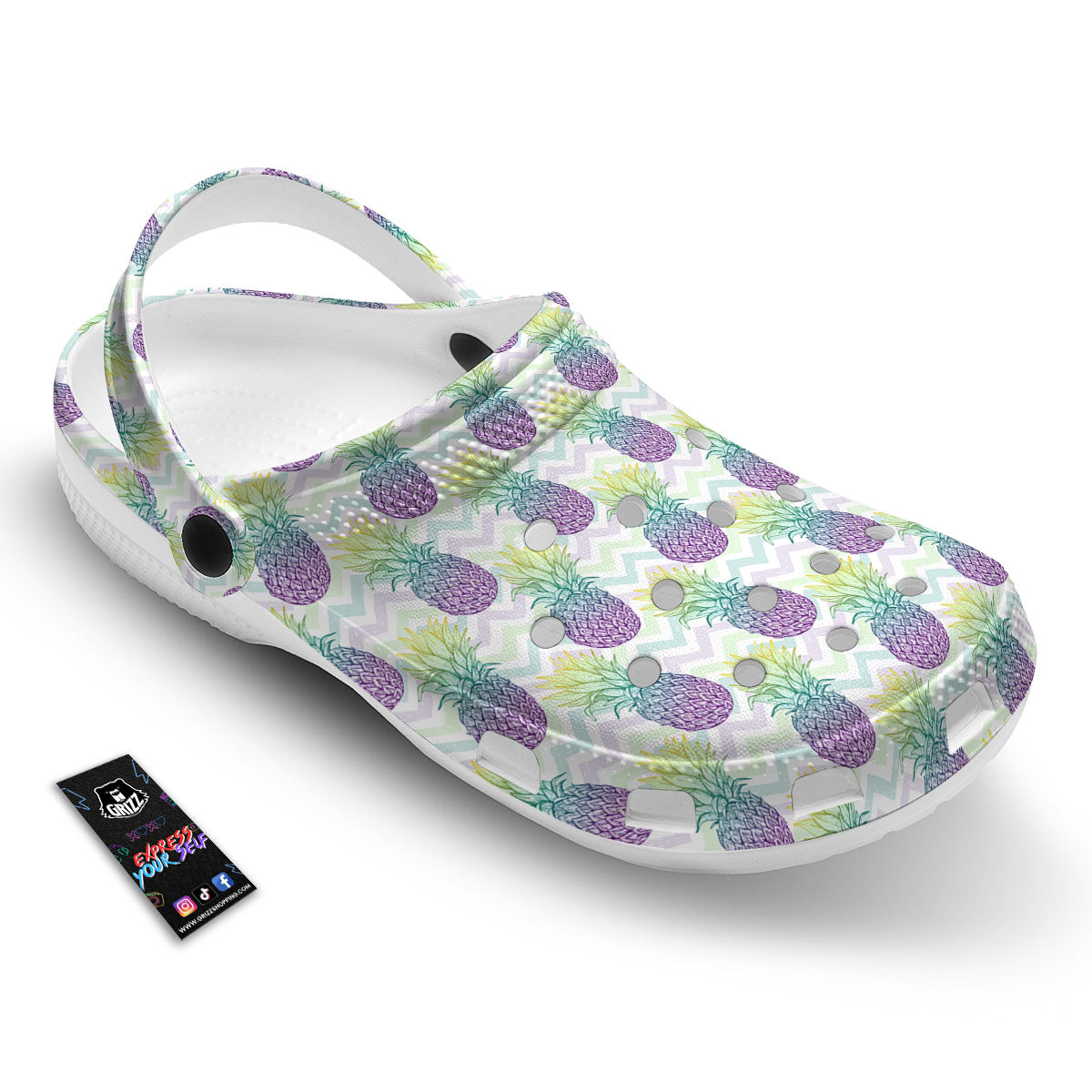 Zig Zag Pineapple Bright Print Pattern Clog-grizzshop