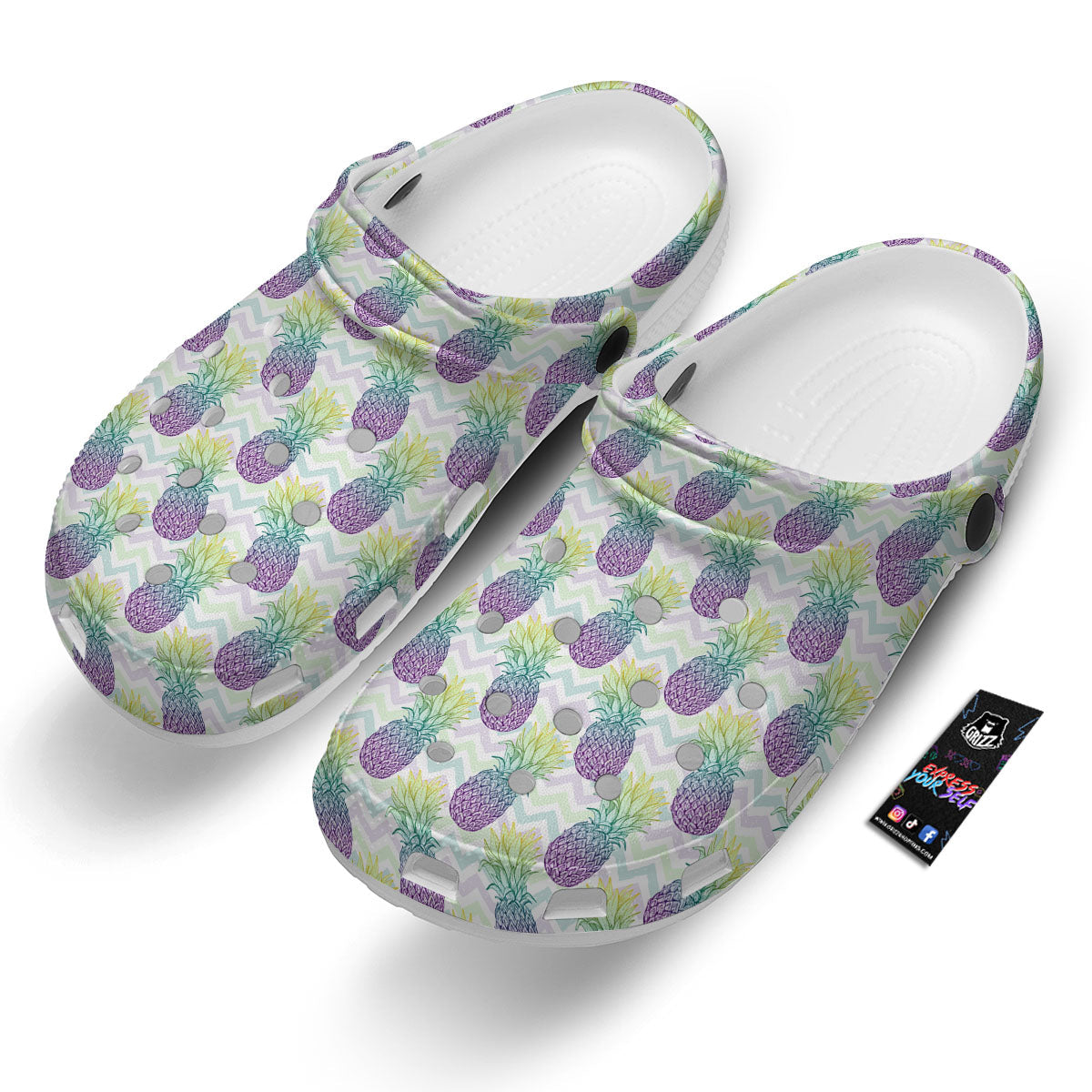 Zig Zag Pineapple Bright Print Pattern Clog-grizzshop