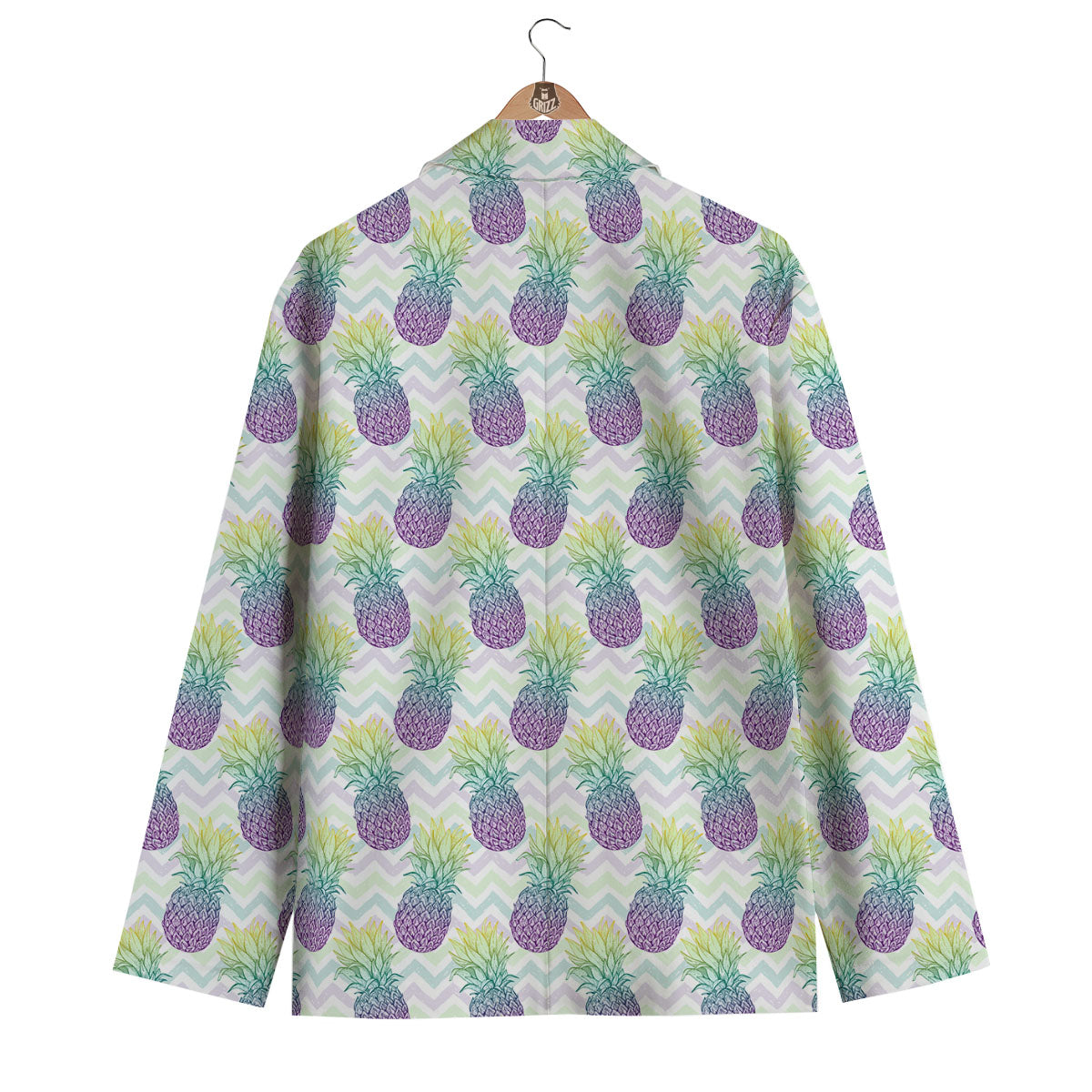 Zig Zag Pineapple Bright Print Pattern Men's Blazer-grizzshop