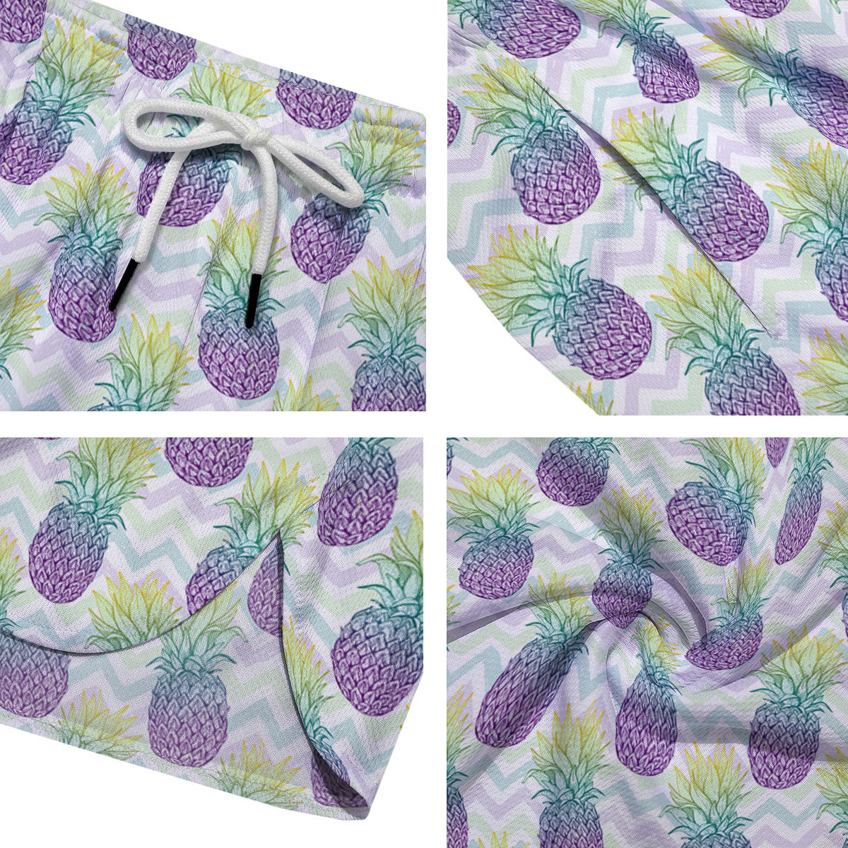 Zig Zag Pineapple Bright Print Pattern Men's Running Shorts-grizzshop