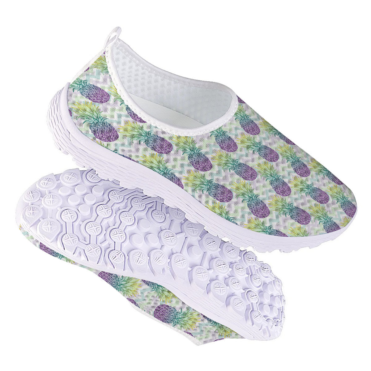 Zig Zag Pineapple Bright Print Pattern Nurse Shoes-grizzshop