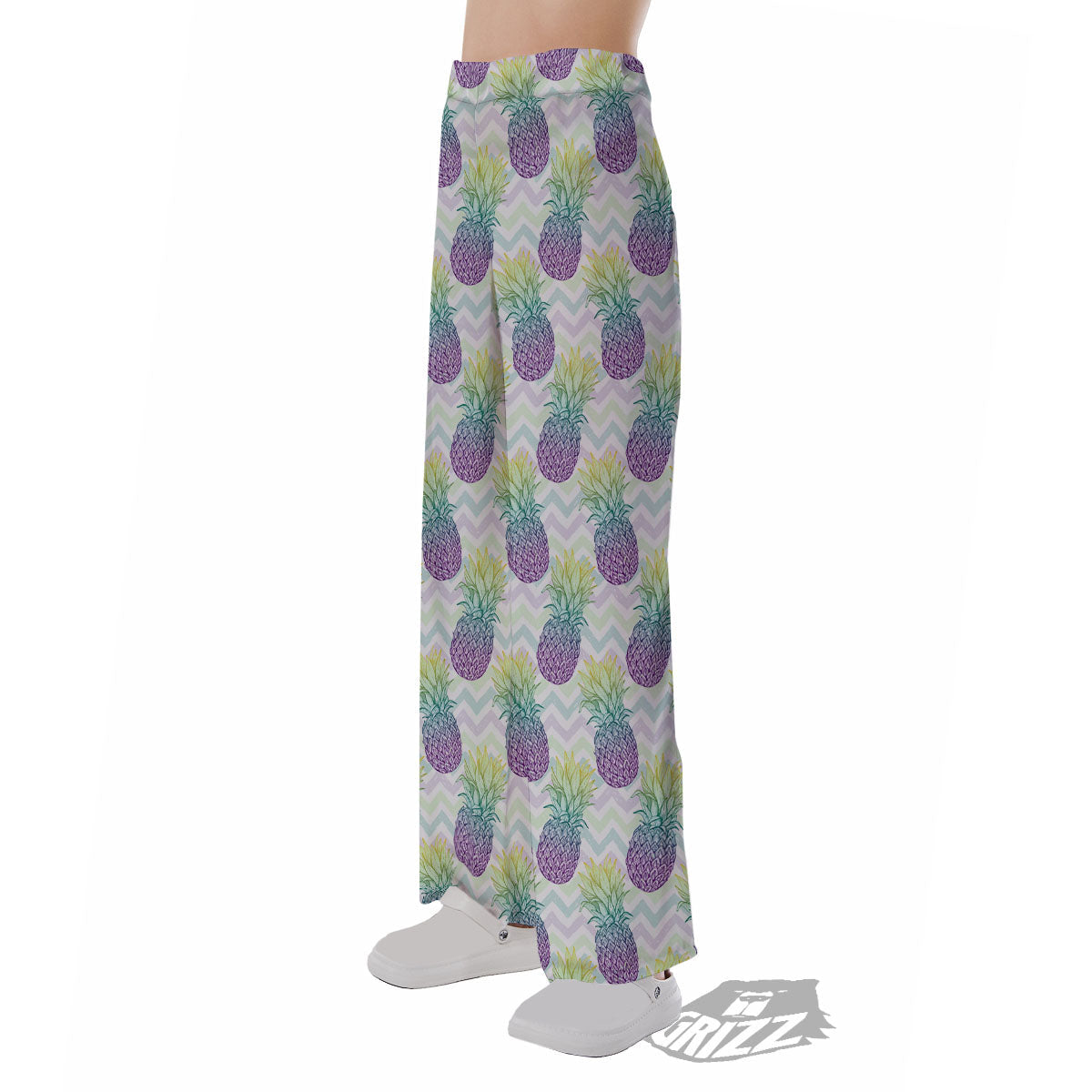 Zig Zag Pineapple Bright Print Pattern Pajama Pants-grizzshop