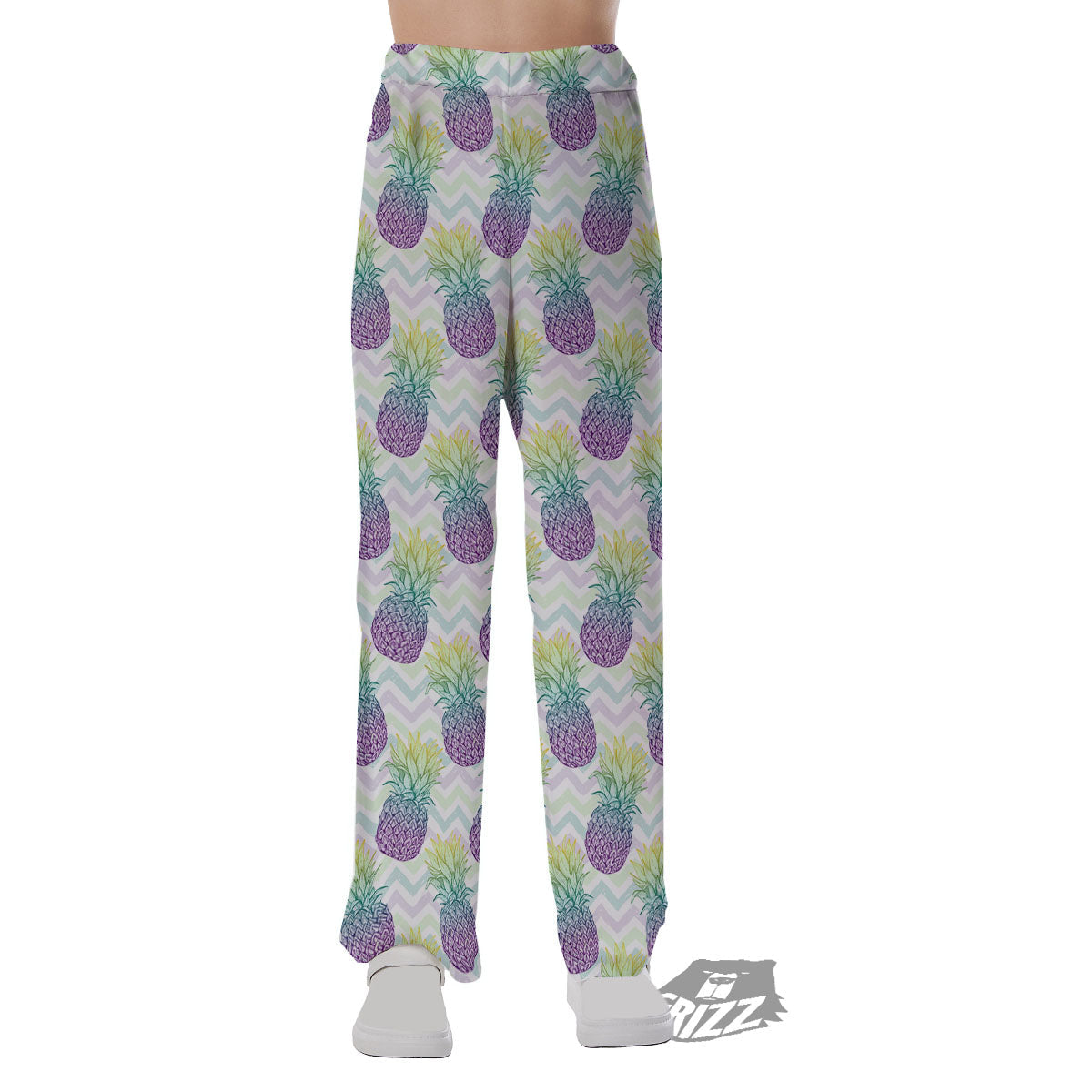 Zig Zag Pineapple Bright Print Pattern Pajama Pants-grizzshop