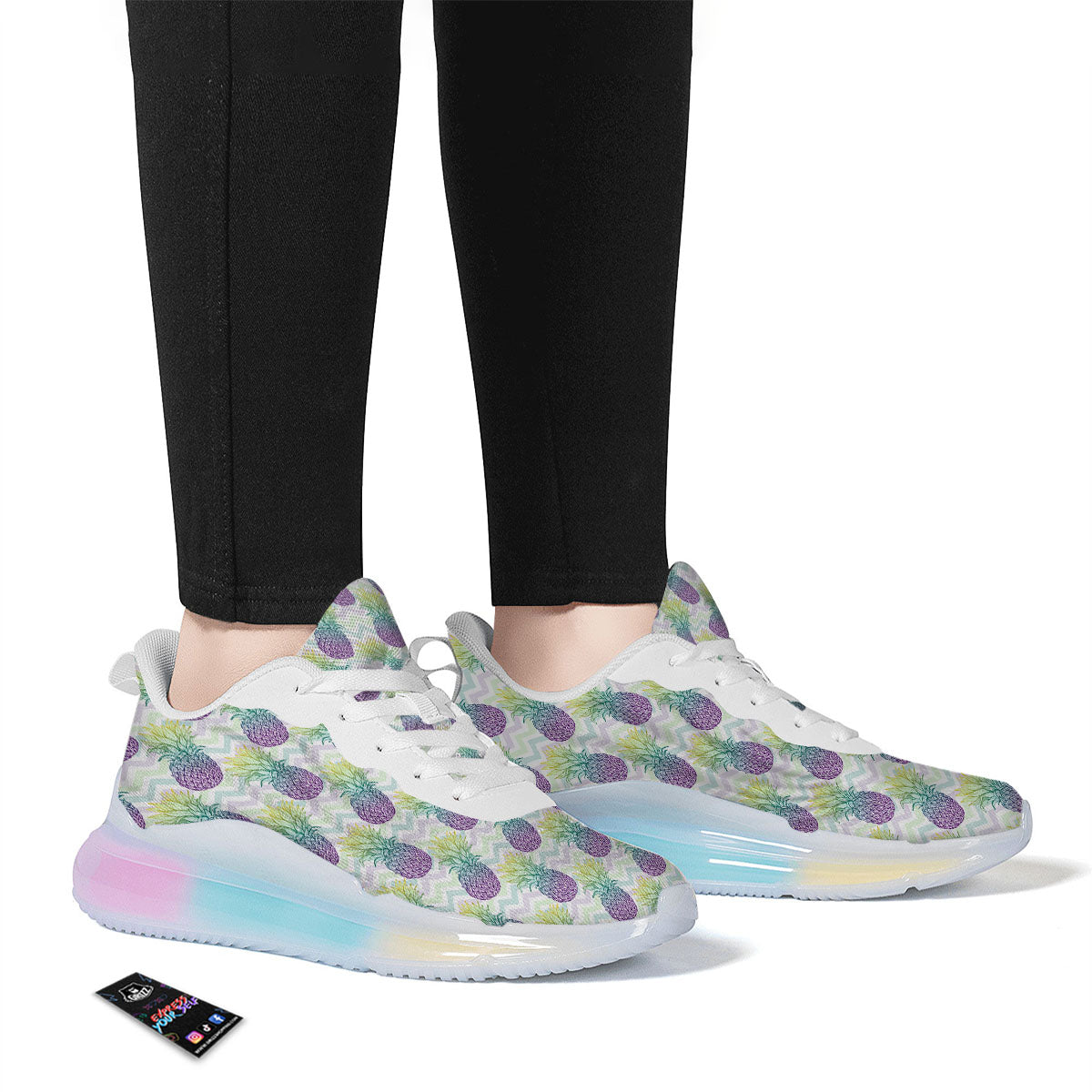 Zig Zag Pineapple Bright Print Pattern Running Sneakers-grizzshop