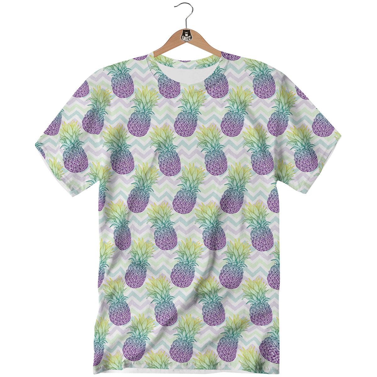 Zig Zag Pineapple Bright Print Pattern T-Shirt-grizzshop