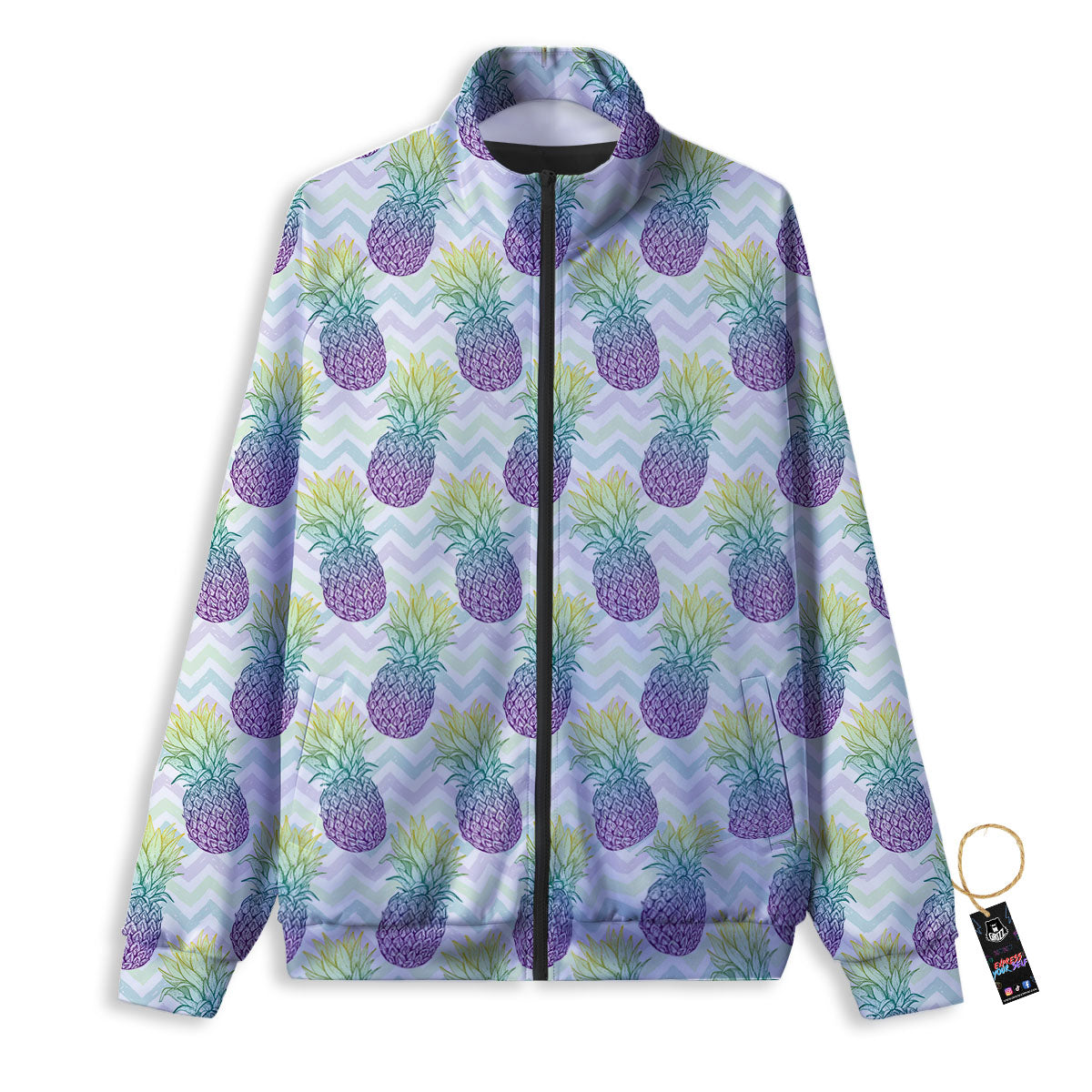 Zig Zag Pineapple Bright Print Pattern Track Jacket-grizzshop