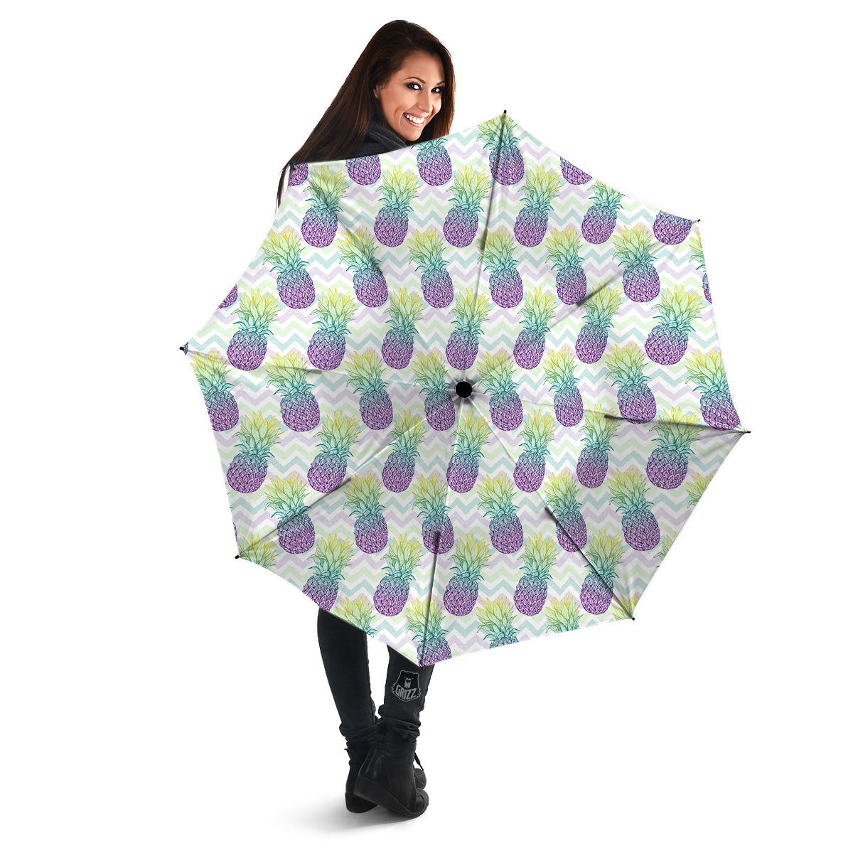 Zig Zag Pineapple Bright Print Pattern Umbrella-grizzshop