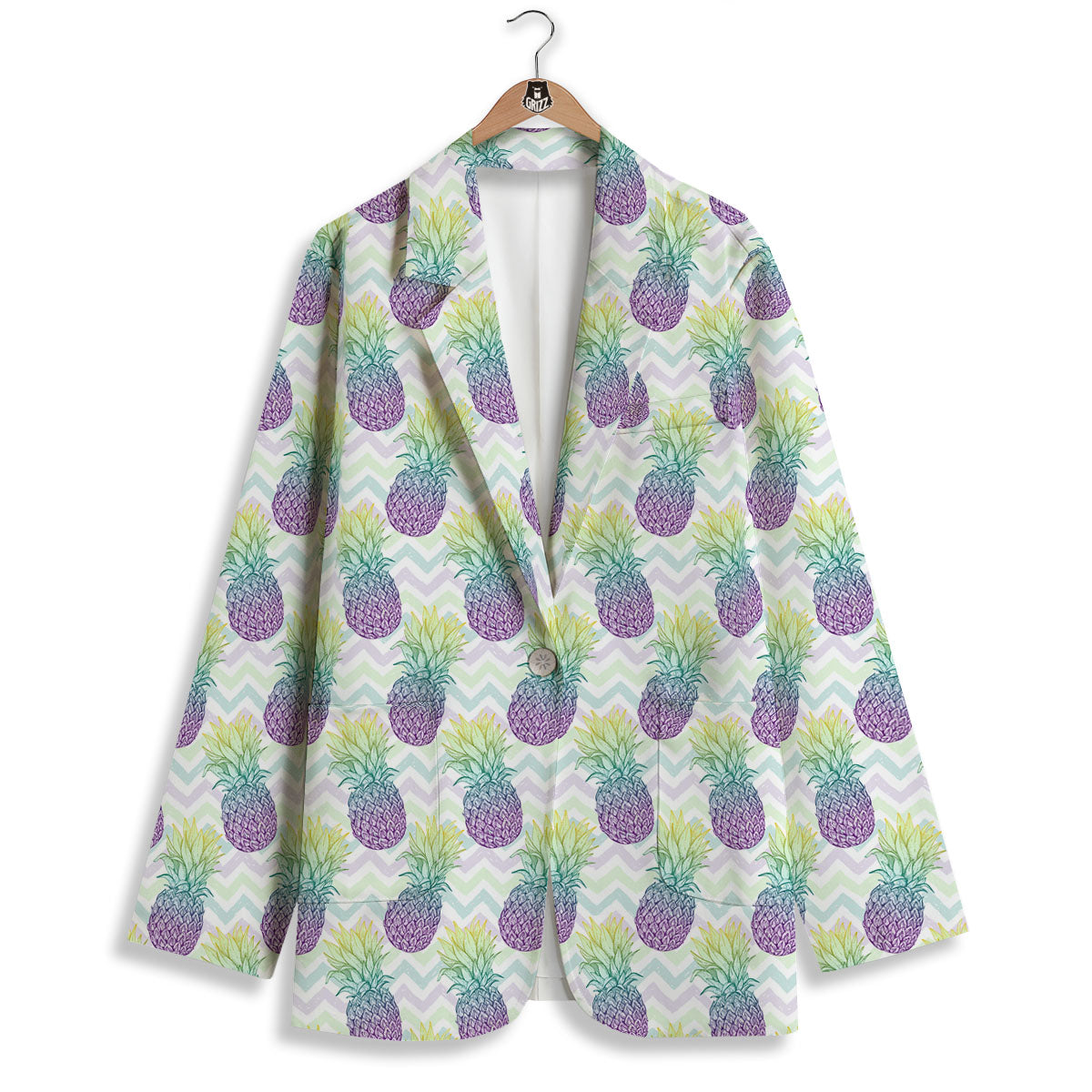 Zig Zag Pineapple Bright Print Pattern Women's Blazer-grizzshop