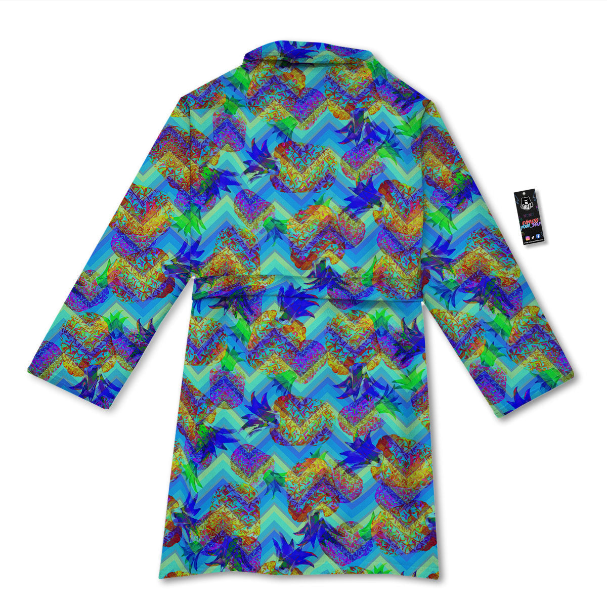 Zig Zag Pineapple Neon EDM Print Pattern Bathrobe-grizzshop