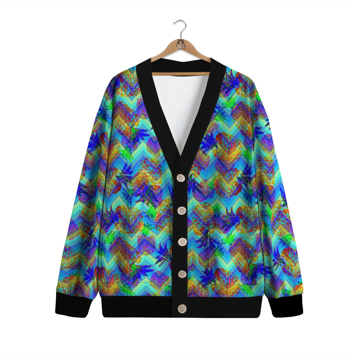 Zig Zag Pineapple Neon EDM Print Pattern Cardigan-grizzshop