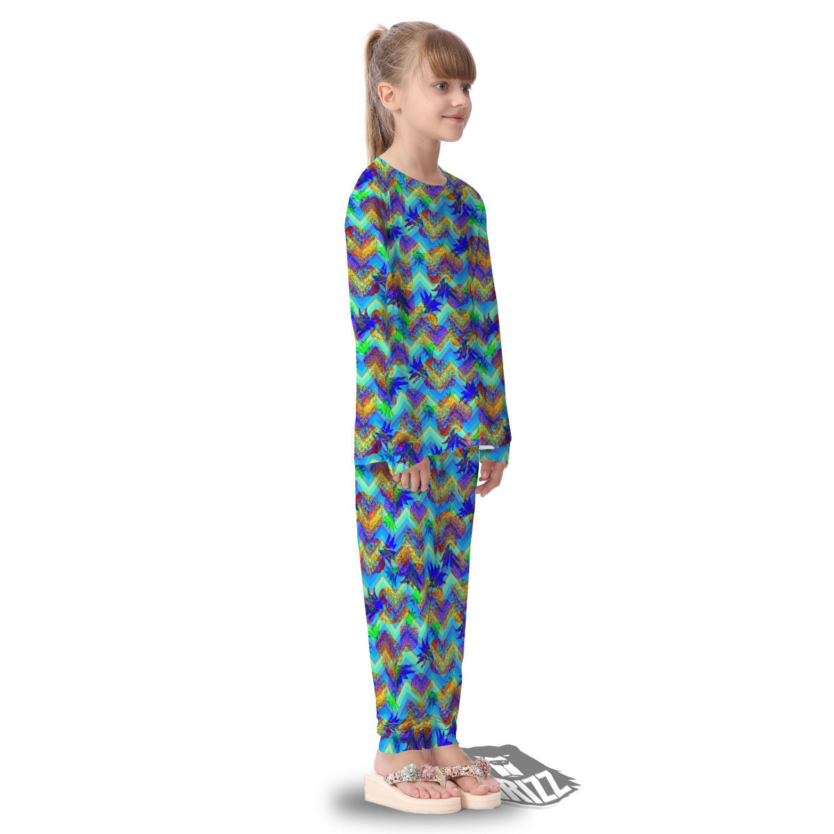 Zig Zag Pineapple Neon EDM Print Pattern Kid's Pajamas-grizzshop