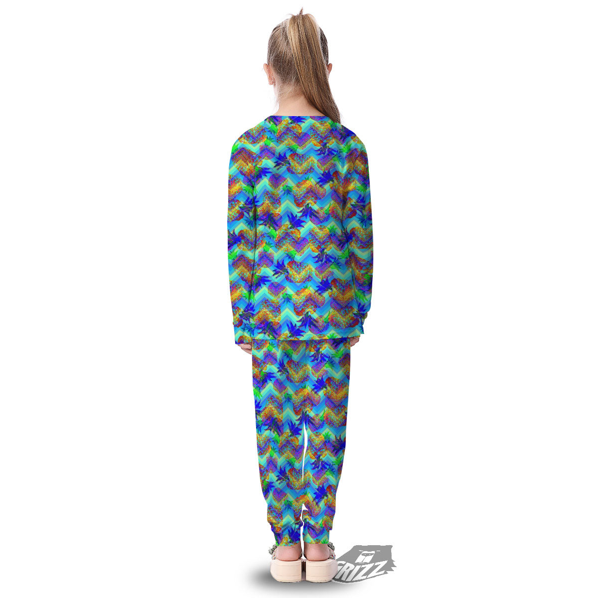 Zig Zag Pineapple Neon EDM Print Pattern Kid's Pajamas-grizzshop
