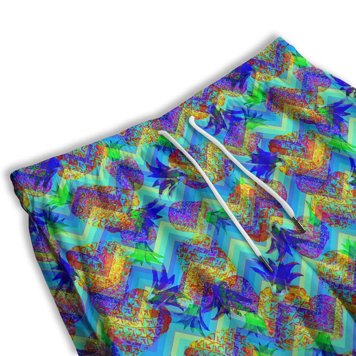 Zig Zag Pineapple Neon EDM Print Pattern Men's Athletic Shorts
