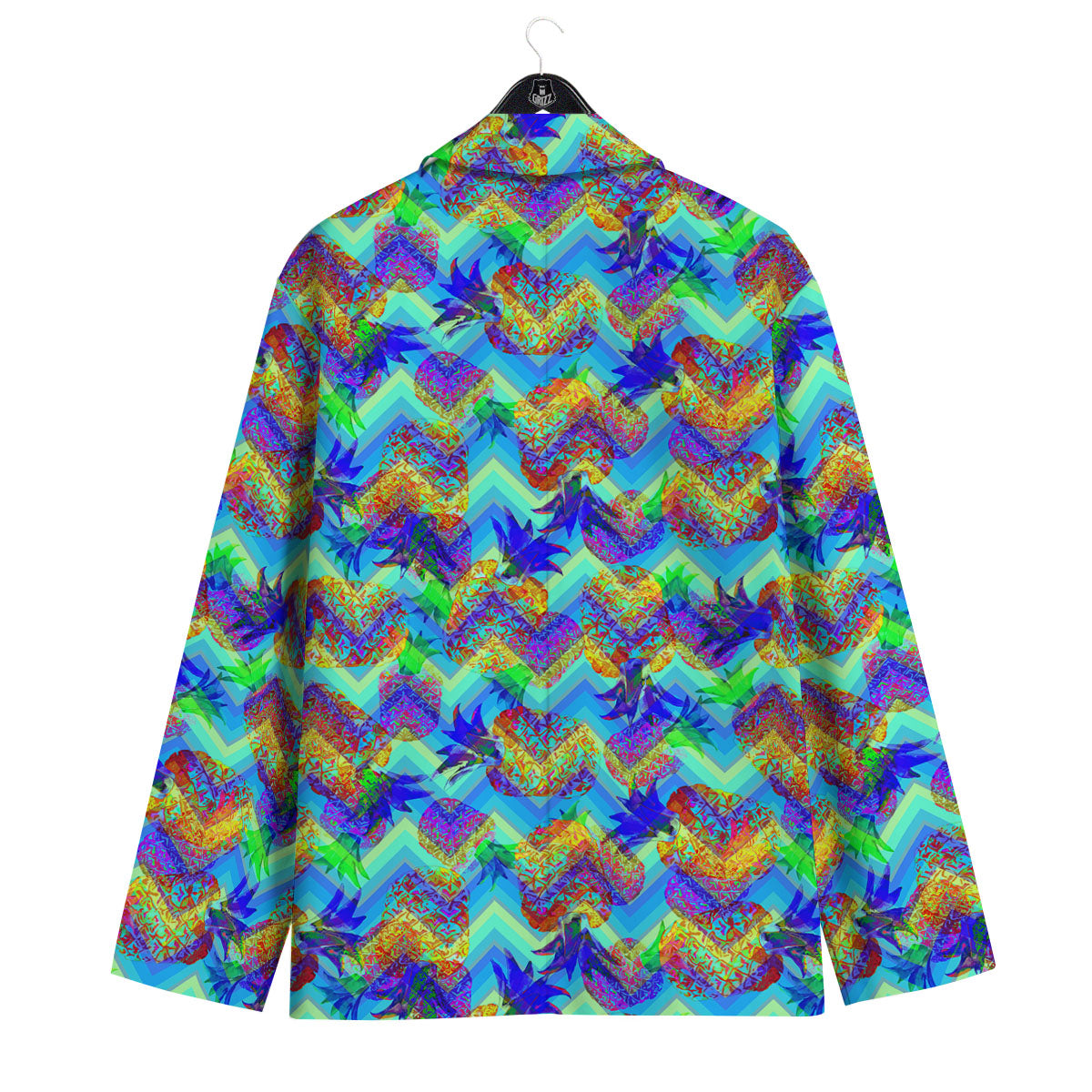 Zig Zag Pineapple Neon EDM Print Pattern Men's Sport Coat-grizzshop