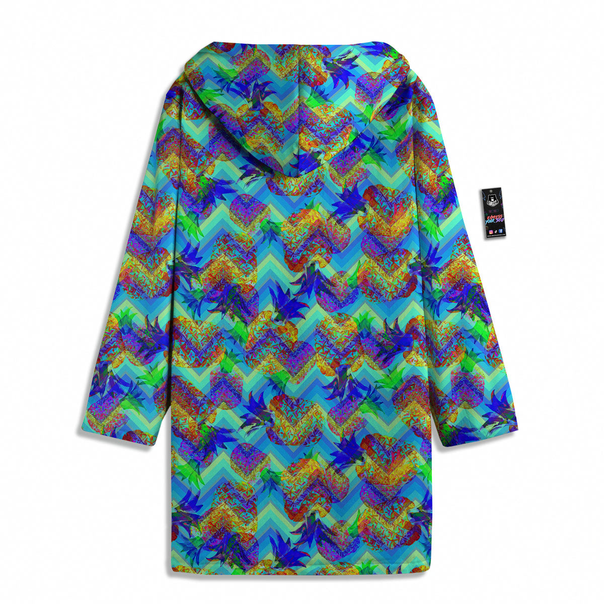 Zig Zag Pineapple Neon EDM Print Pattern Men's Windbreaker Jacket-grizzshop