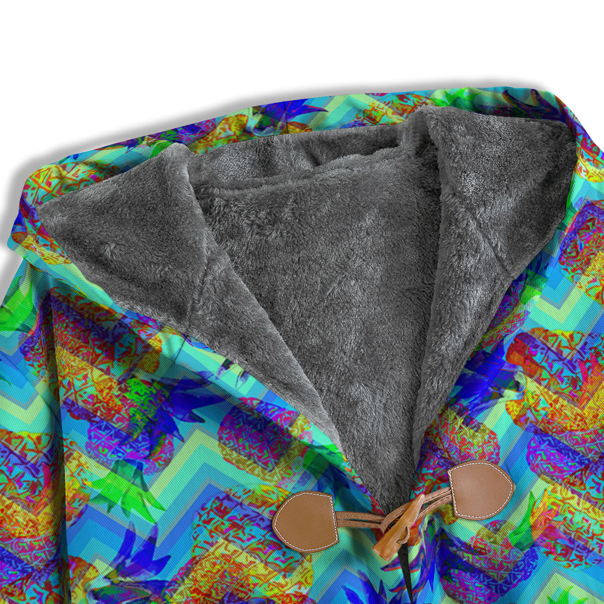 Zig Zag Pineapple Neon EDM Print Pattern Men's Windbreaker Jacket-grizzshop