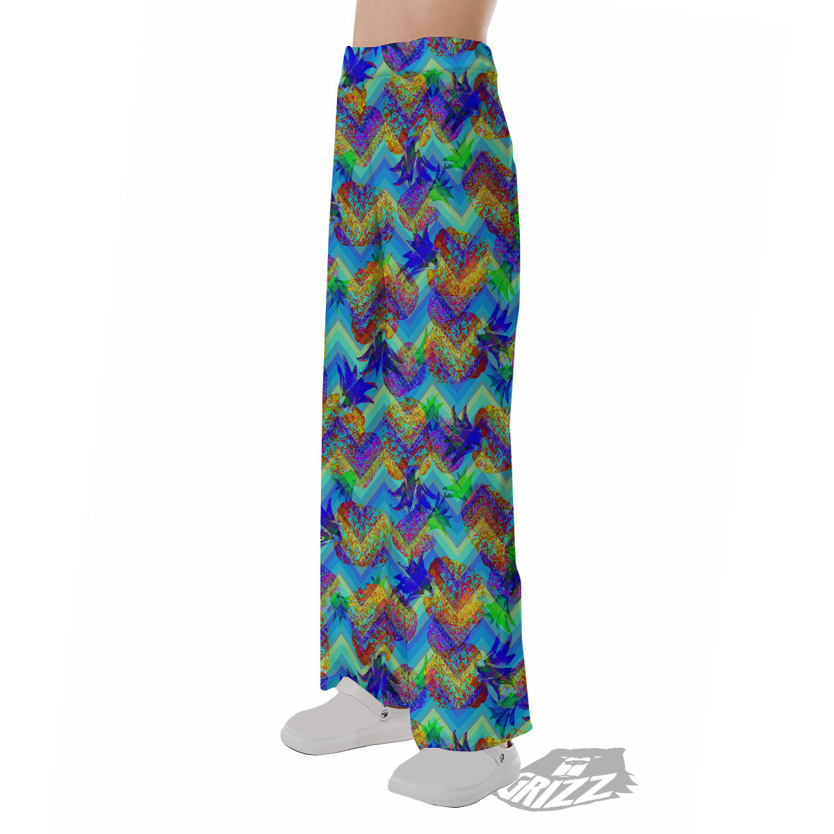 Zig Zag Pineapple Neon EDM Print Pattern Pajama Pants-grizzshop