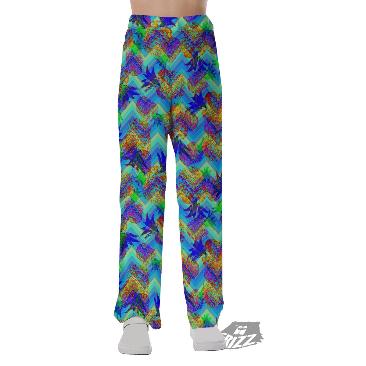Zig Zag Pineapple Neon EDM Print Pattern Pajama Pants-grizzshop