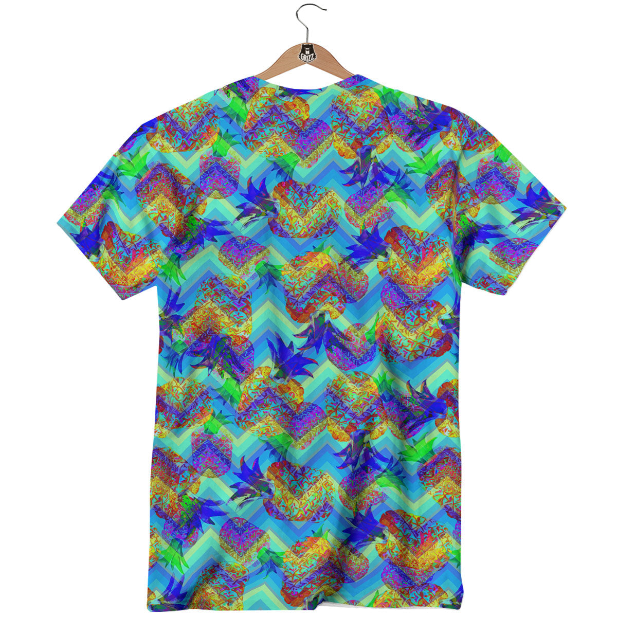 Zig Zag Pineapple Neon EDM Print Pattern T-Shirt-grizzshop