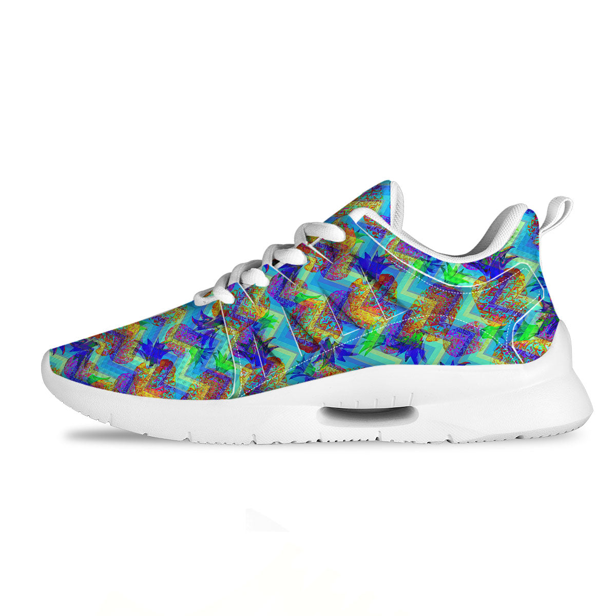 Zig Zag Pineapple Neon EDM Print Pattern Tennis Shoes-grizzshop