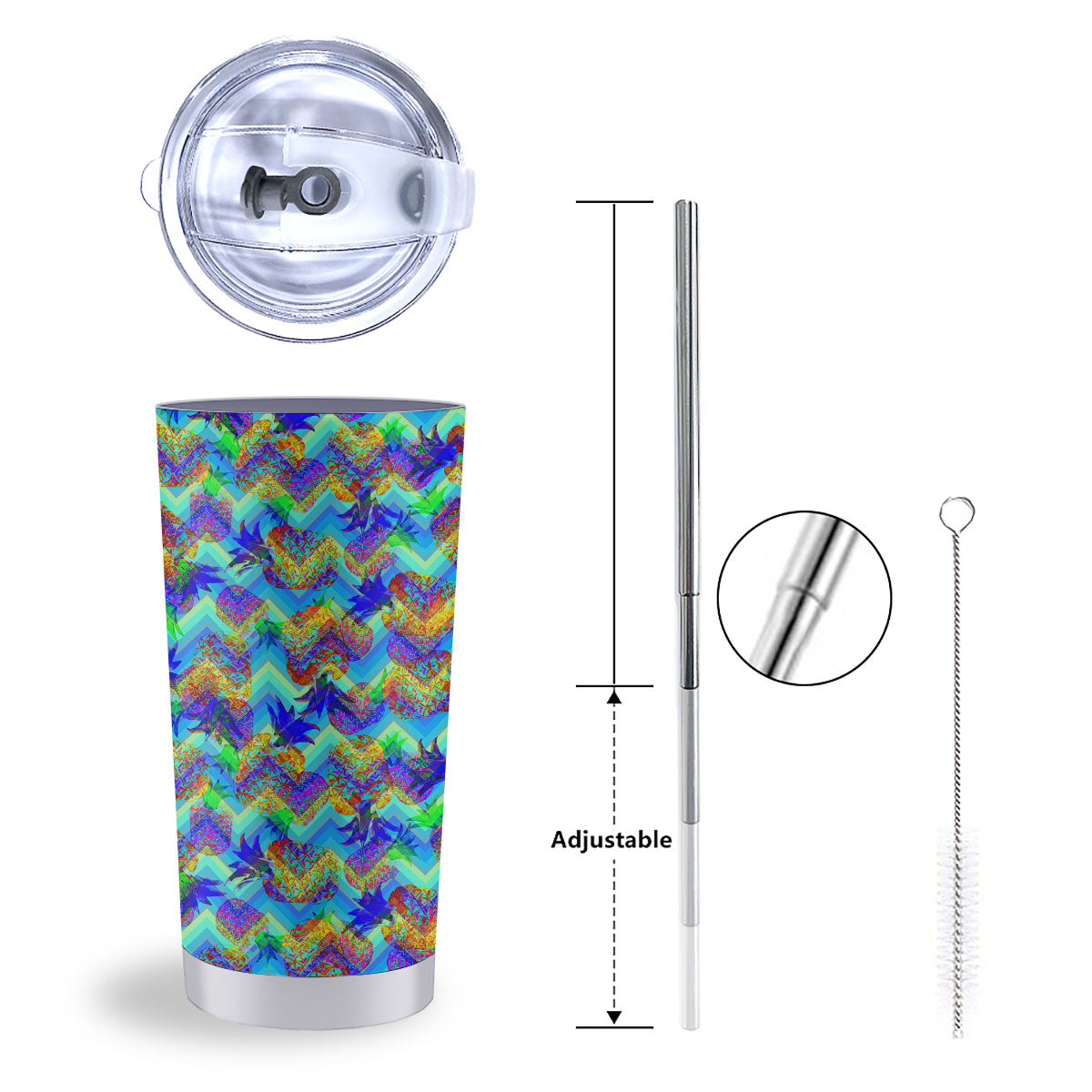 Zig Zag Pineapple Neon EDM Print Pattern Tumbler-grizzshop