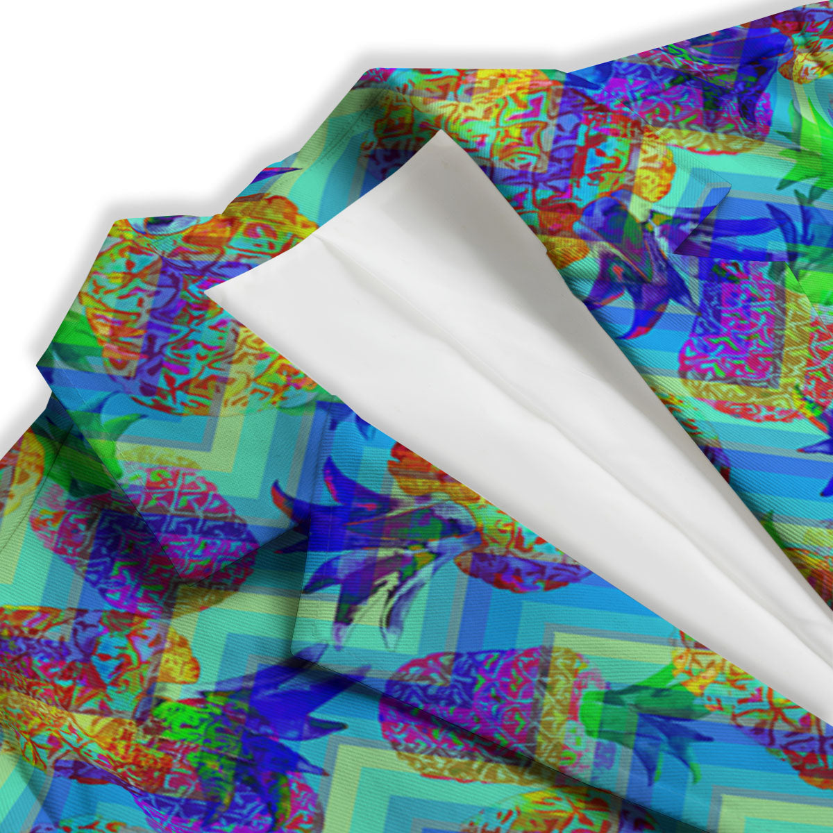 Zig Zag Pineapple Neon EDM Print Pattern Women's Blazer-grizzshop