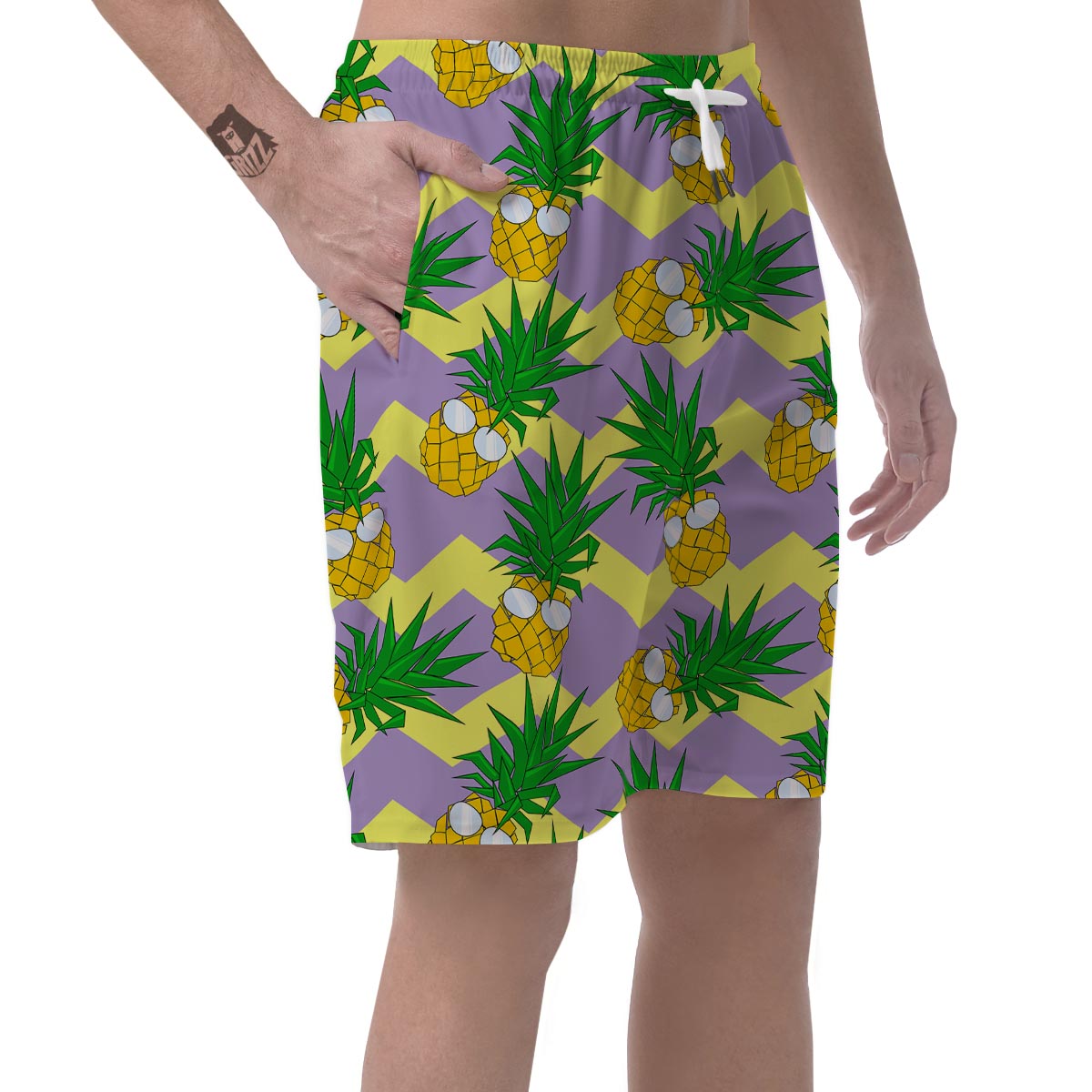 Zig Zag Pineapple Print Men's Shorts-grizzshop