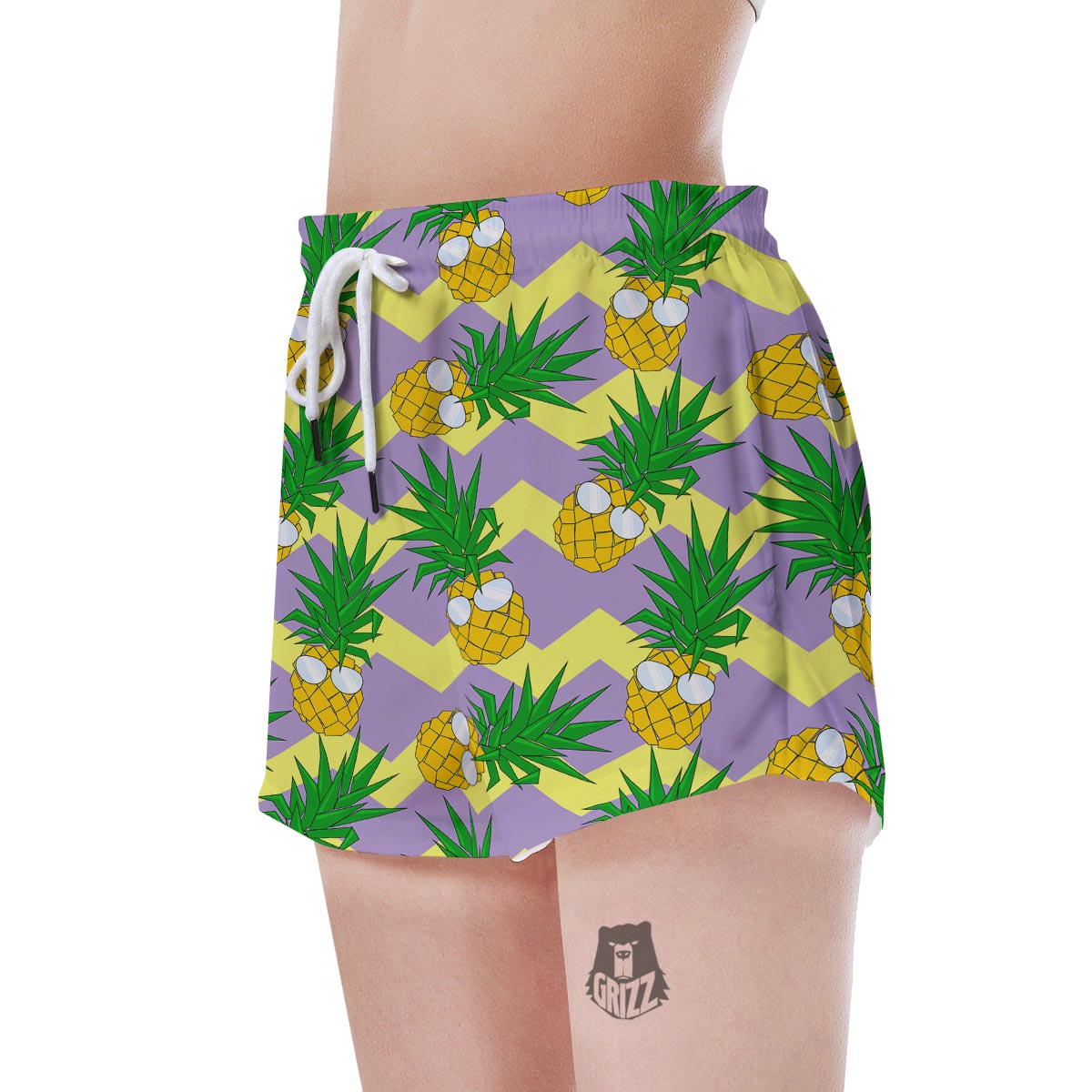 Zig Zag Pineapple Print Women's Shorts-grizzshop