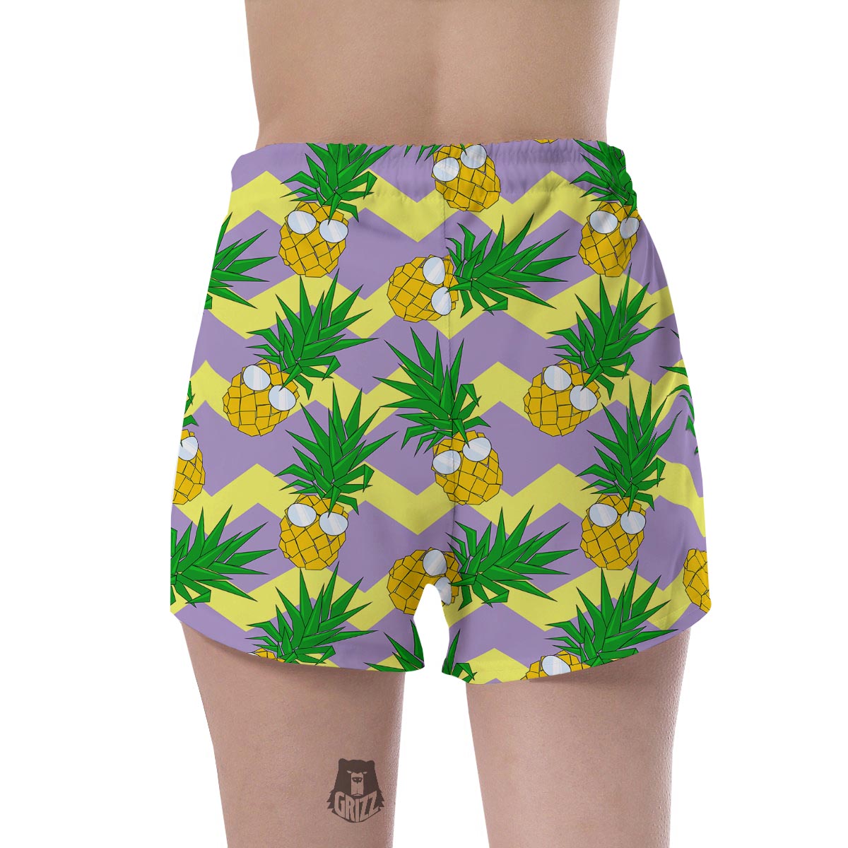 Zig Zag Pineapple Print Women's Shorts-grizzshop
