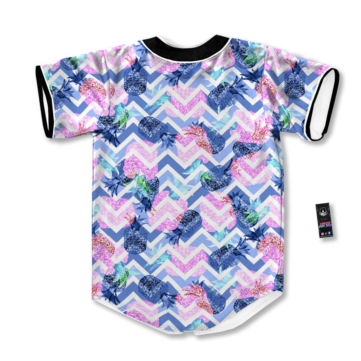 Zig Zag Pineapple Purple Print Pattern Baseball Jersey-grizzshop