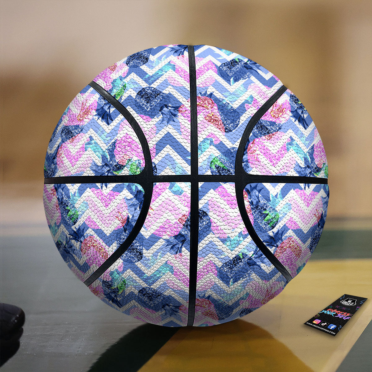 Zig Zag Pineapple Purple Print Pattern Basketball-grizzshop