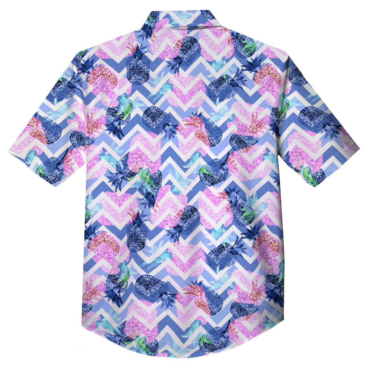 Zig Zag Pineapple Purple Print Pattern Button Up Shirt-grizzshop