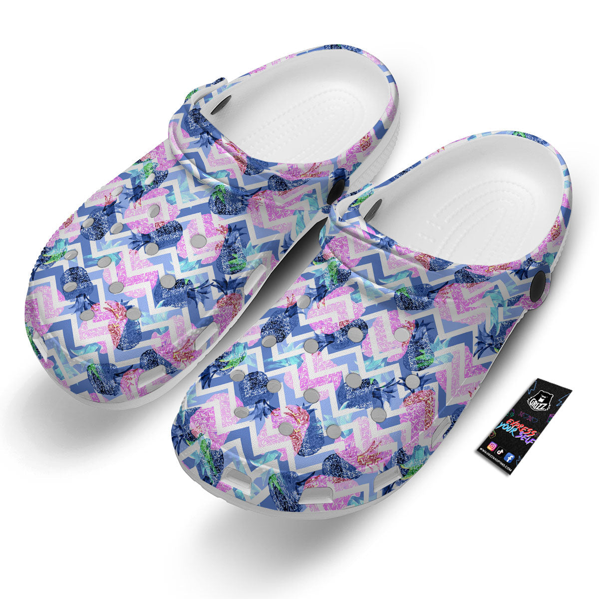 Zig Zag Pineapple Purple Print Pattern Clog-grizzshop