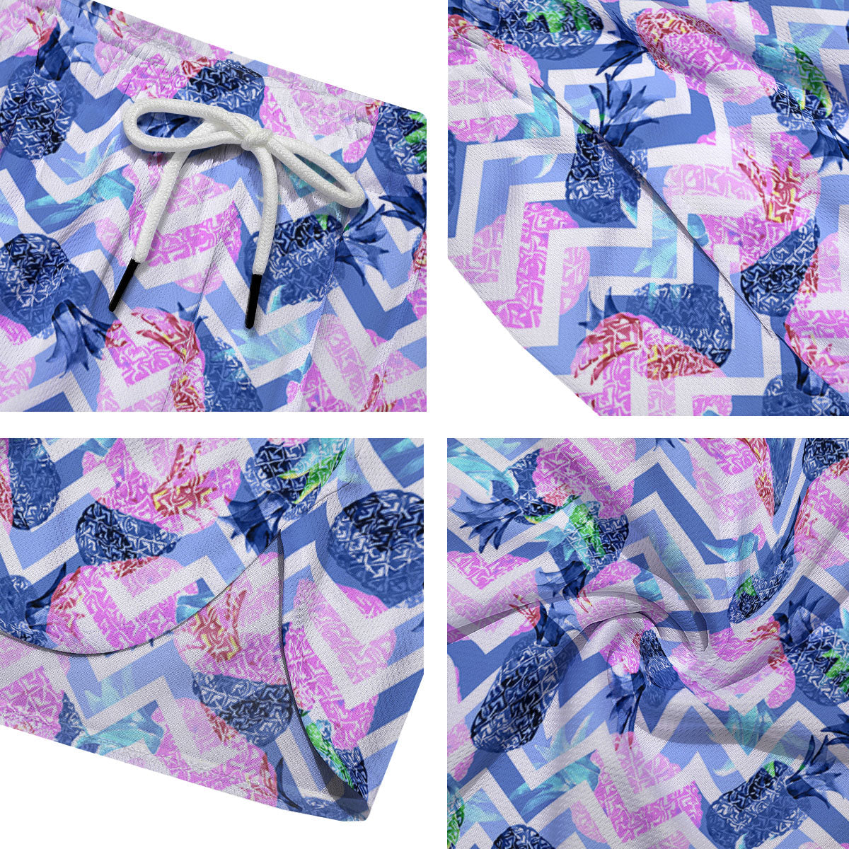 Zig Zag Pineapple Purple Print Pattern Men's Running Shorts-grizzshop