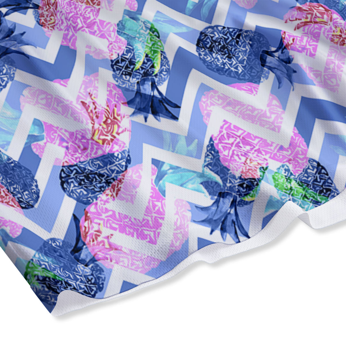 Zig Zag Pineapple Purple Print Pattern Mesh Shorts-grizzshop