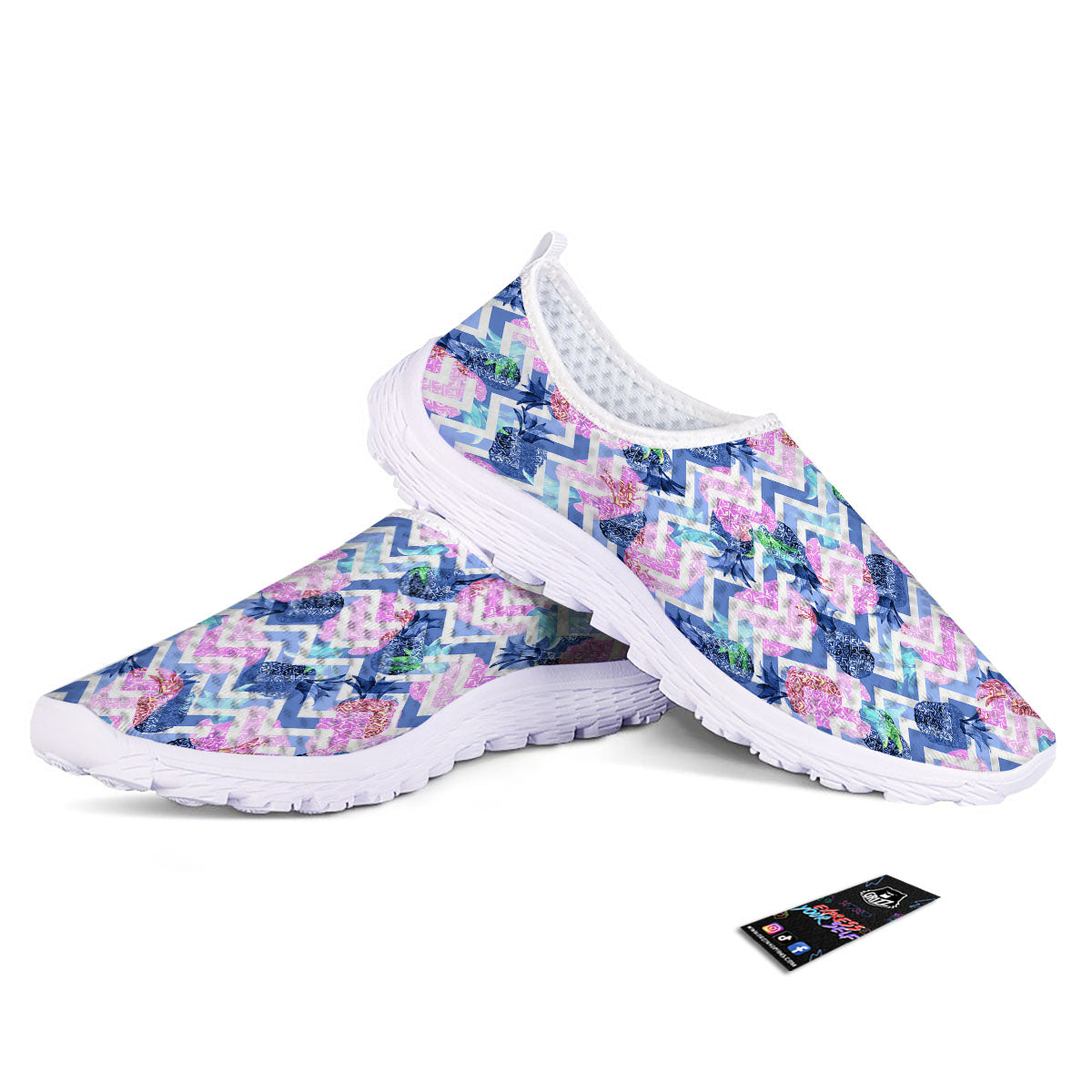 Zig Zag Pineapple Purple Print Pattern Nurse Shoes-grizzshop