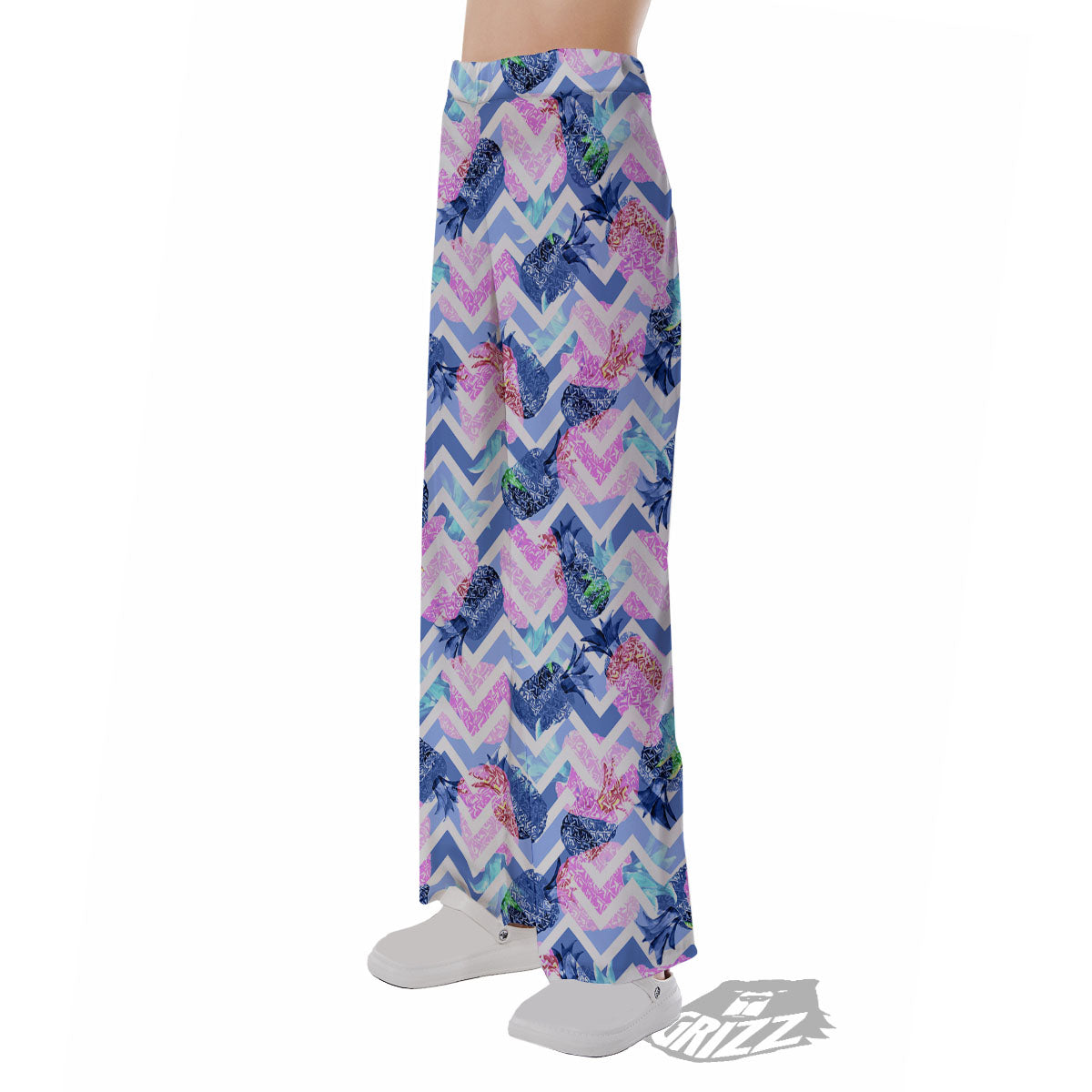 Zig Zag Pineapple Purple Print Pattern Pajama Pants-grizzshop