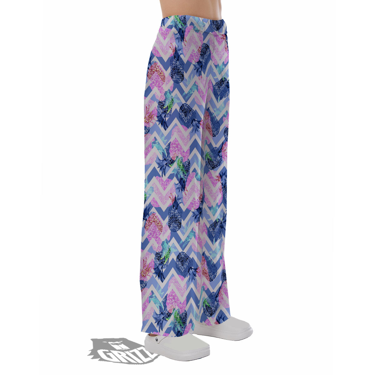Zig Zag Pineapple Purple Print Pattern Pajama Pants-grizzshop