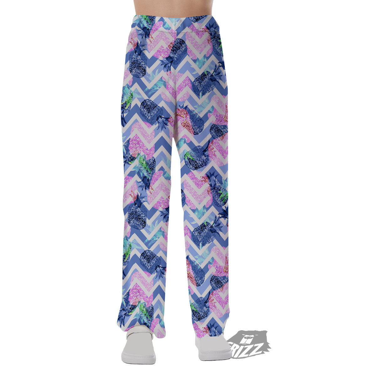 Zig Zag Pineapple Purple Print Pattern Pajama Pants-grizzshop