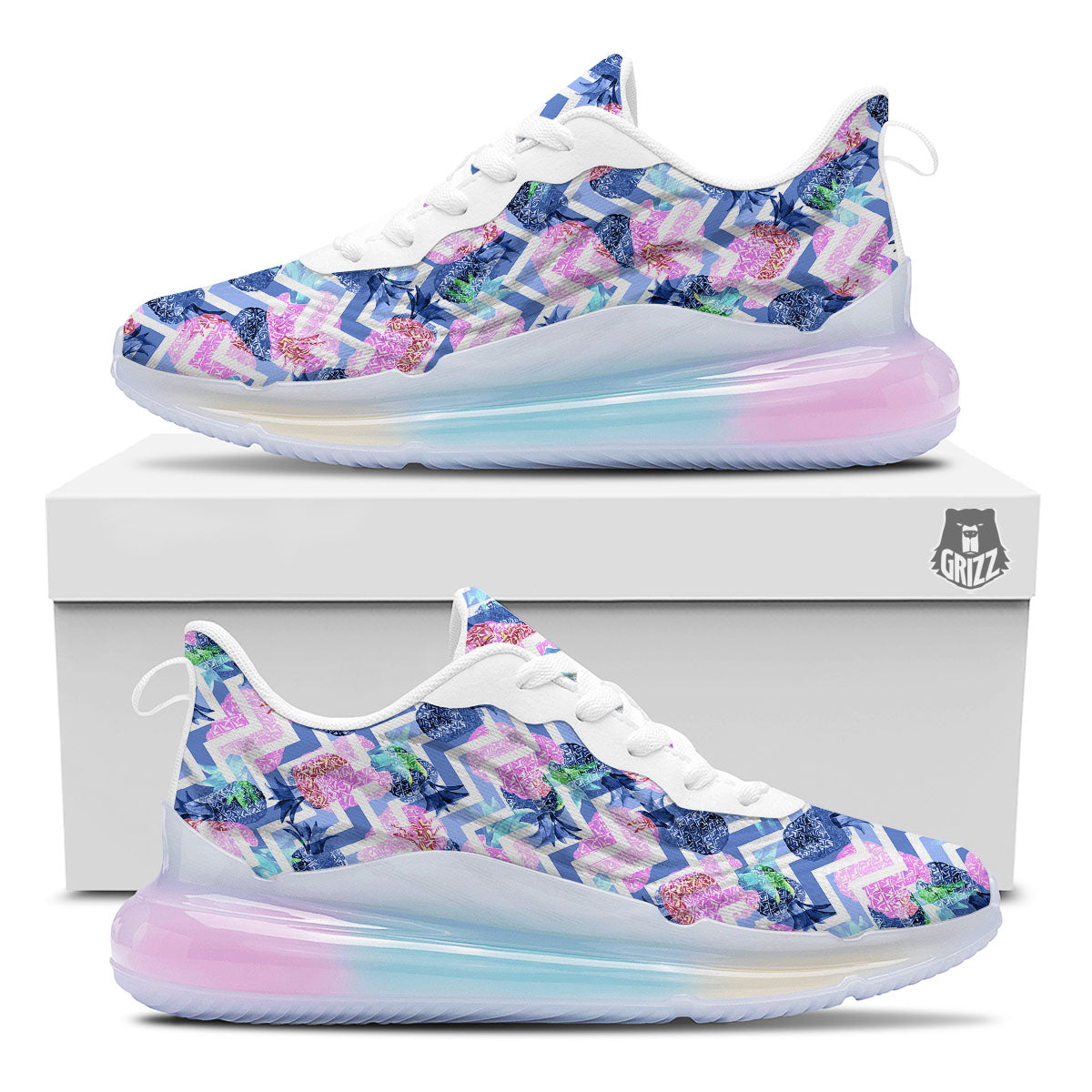 Zig Zag Pineapple Purple Print Pattern Running Sneakers-grizzshop