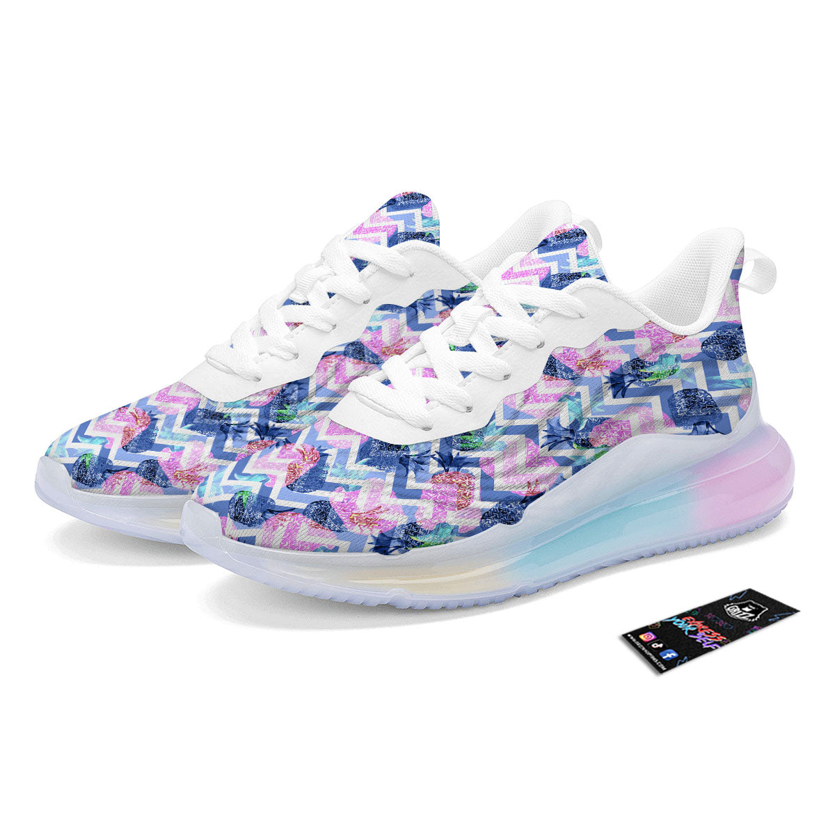 Zig Zag Pineapple Purple Print Pattern Running Sneakers-grizzshop