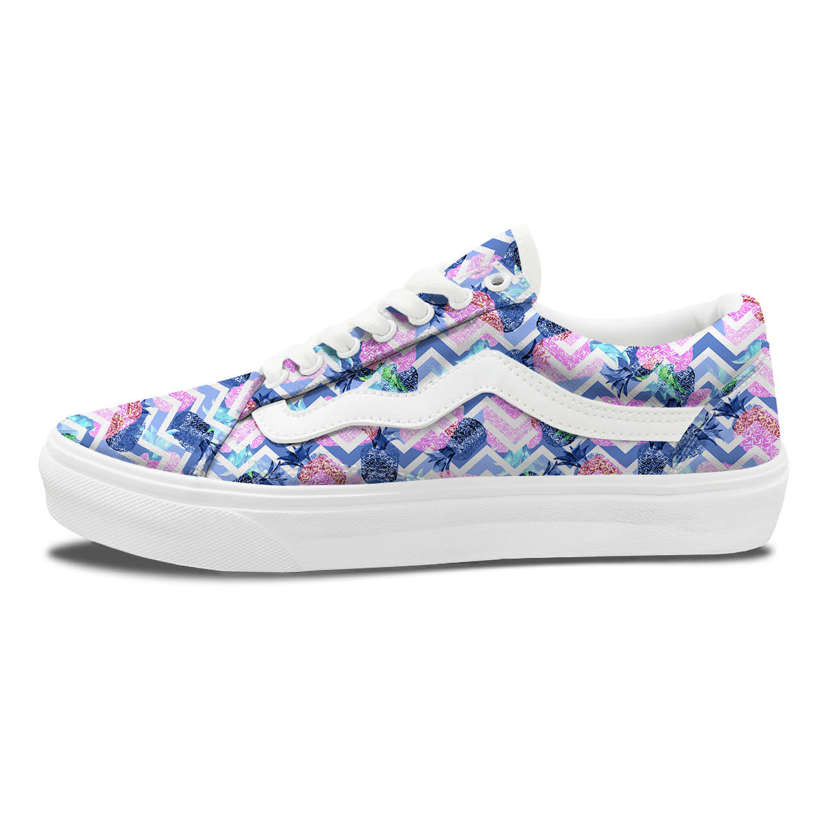 Zig Zag Pineapple Purple Print Pattern Skate Shoes-grizzshop