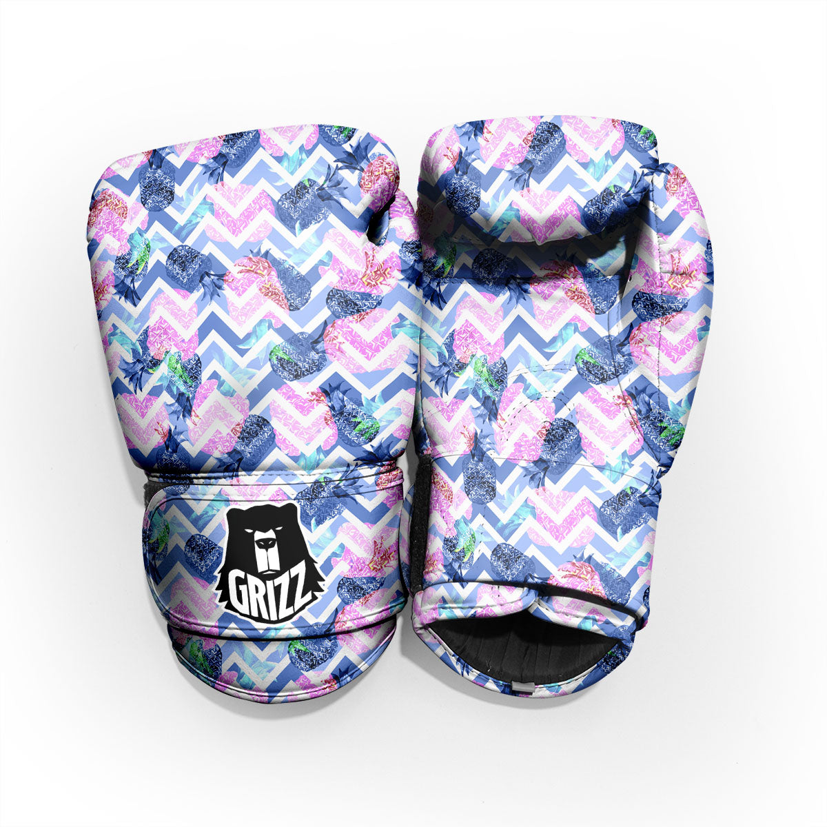 Zig Zag Pineapple Purple Print Pattern Sparring Gloves-grizzshop