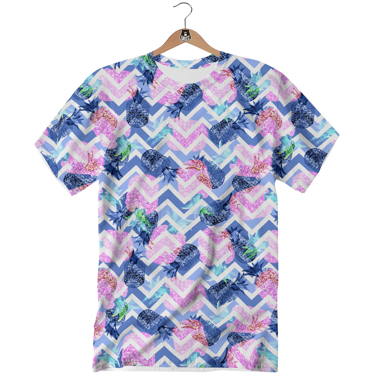 Zig Zag Pineapple Purple Print Pattern T-Shirt-grizzshop