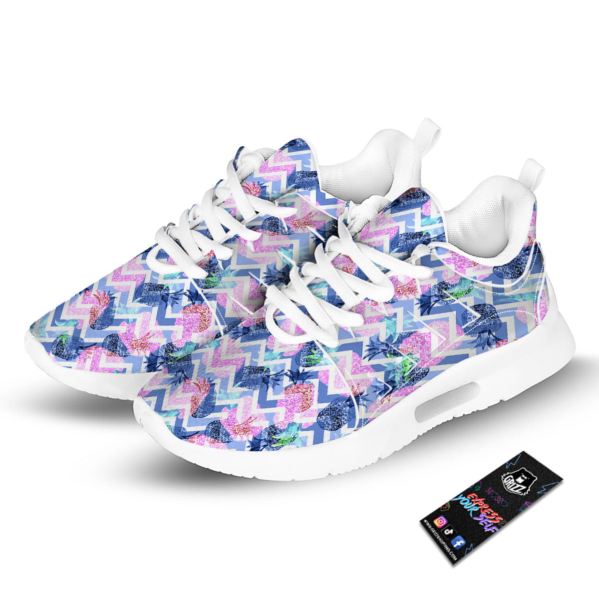 Zig Zag Pineapple Purple Print Pattern Tennis Shoes-grizzshop