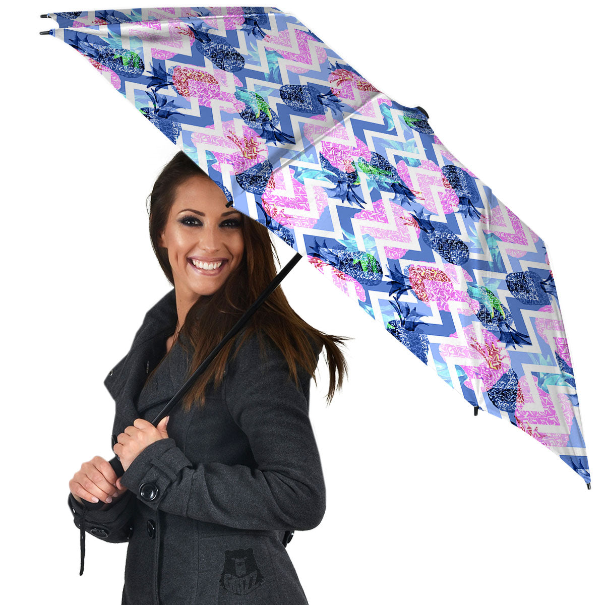 Zig Zag Pineapple Purple Print Pattern Umbrella-grizzshop