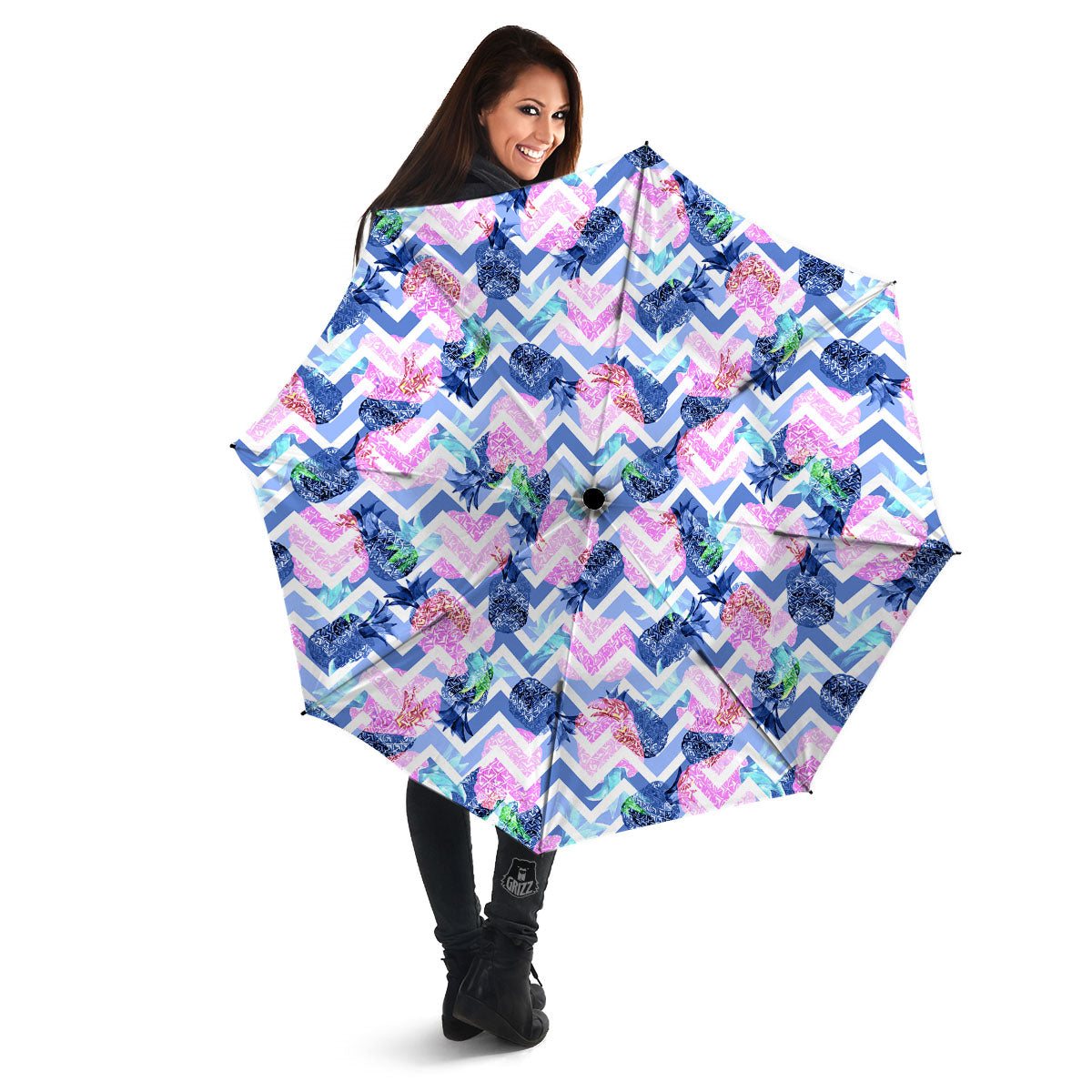 Zig Zag Pineapple Purple Print Pattern Umbrella-grizzshop